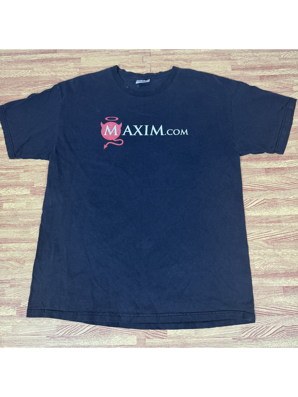 Maxim.com Devil Logo T-Shirt Mens Large Black Hanes Heavyweight Magazine Tee